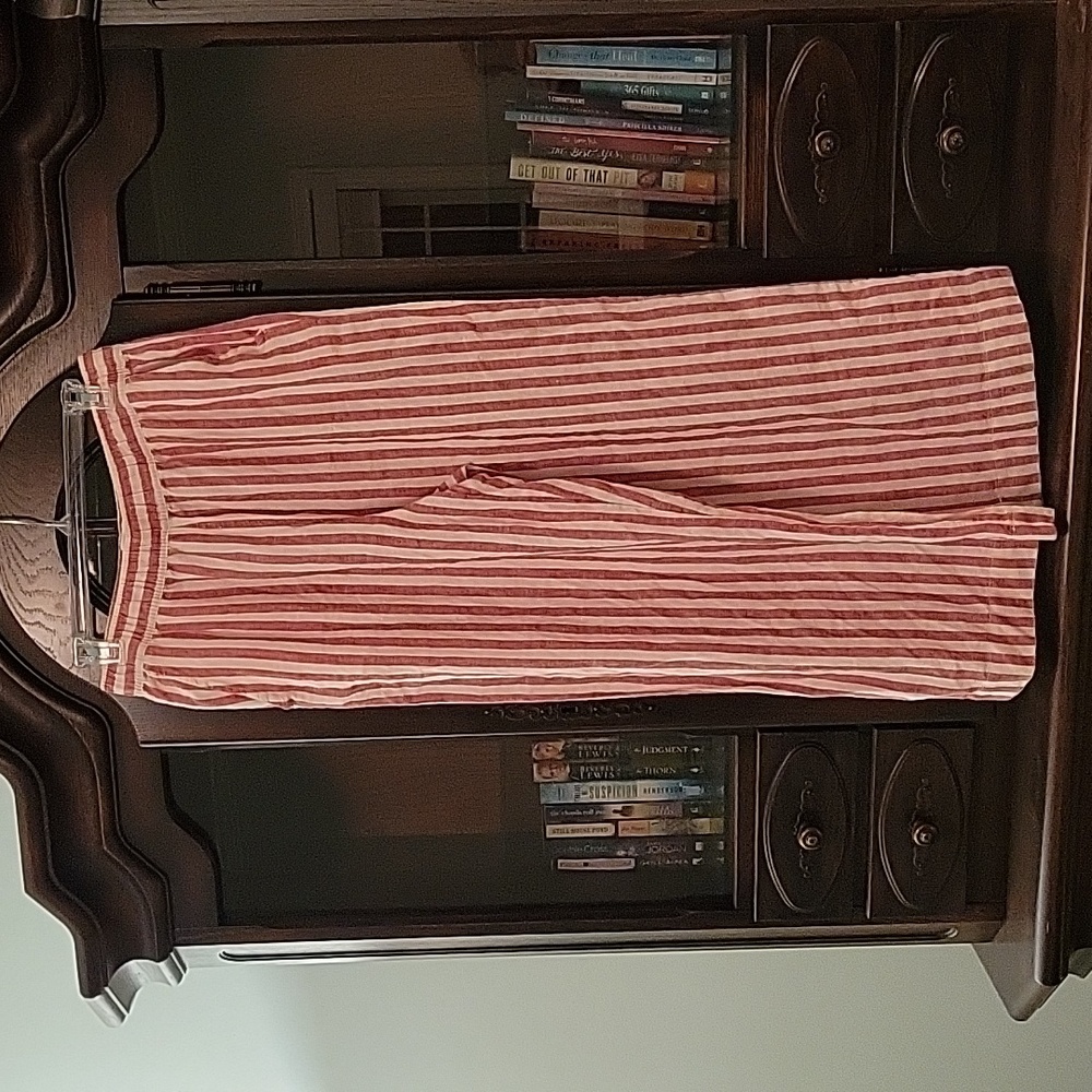 Red and white striped linen pants